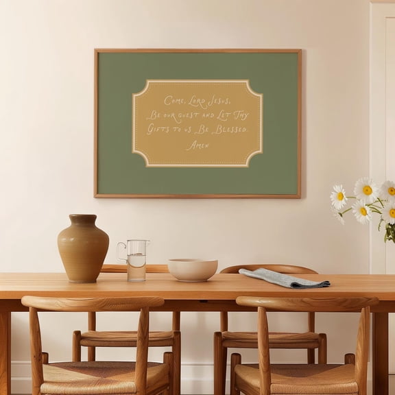 Handwritten Table Prayer Horizontal Wall Art Kitchen Dining Room Christian Decor Come Lord Jesus Be Our Guest Blessing Sign Unframed Paper Print
