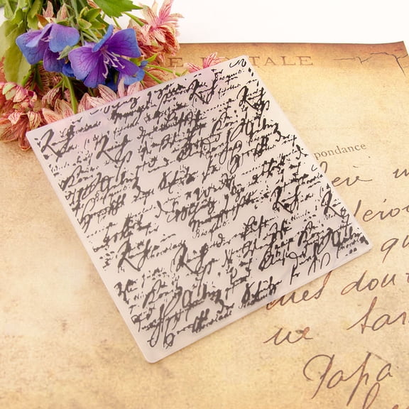 Handwritten Text 3D Embossing Folder, Ouginx 5.9x5.9 inch 3D Textured Plate Templates for Card Making Scrapbooking Paper Craft Tool
