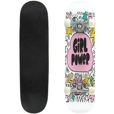 Handwritten lettering quote girls are power Doodle abstract Outdoor Skateboard Longboards 31"x8" Pro Complete Skate Board Cruiser