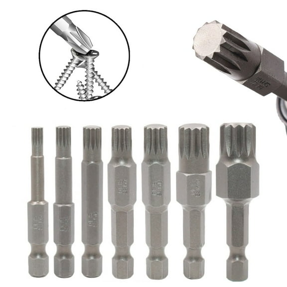 Handy 7pcs Set of Magnetic 12 Point Torx Screwdriver Bits for Easy Handling