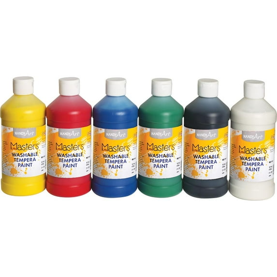 Handy Art 16 oz. Washable Tempera Paint Set, 6 Colors