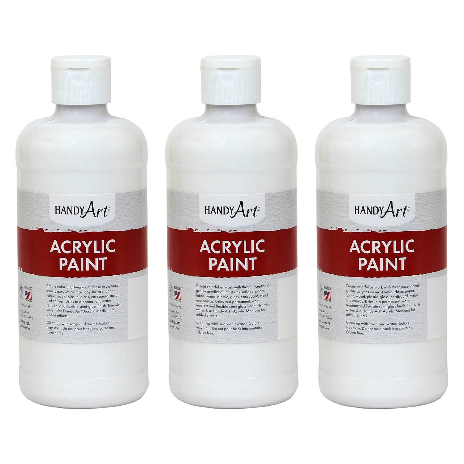 Handy Art Acrylic Paint 16 oz, Titan White, Pack of 3
