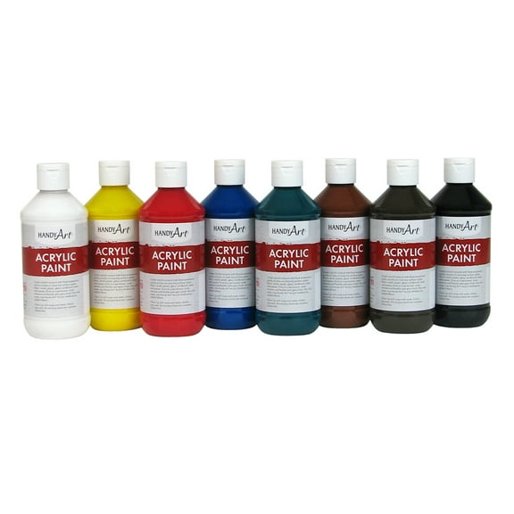 Handy Art Acrylic Paint, 8 oz., Primary 8-Color Set