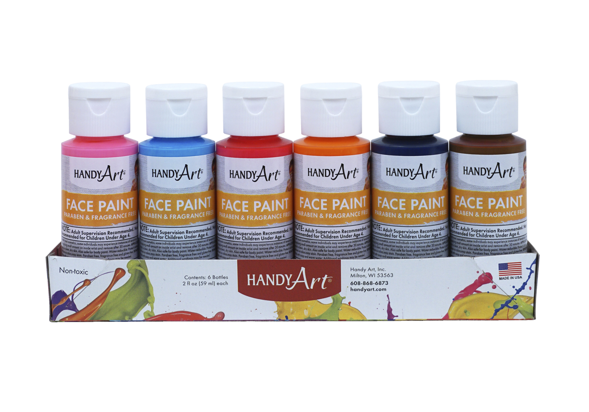 Handy Art Face Paint, 2 Ounces, Secondary Colors, Set of 6