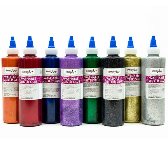 Handy Art Glitter Glue, 8 oz, Set of 8