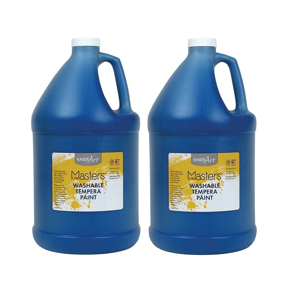 Handy Art Little Masters Washable Tempera Paint, Blue, Gallon, Pack of 2