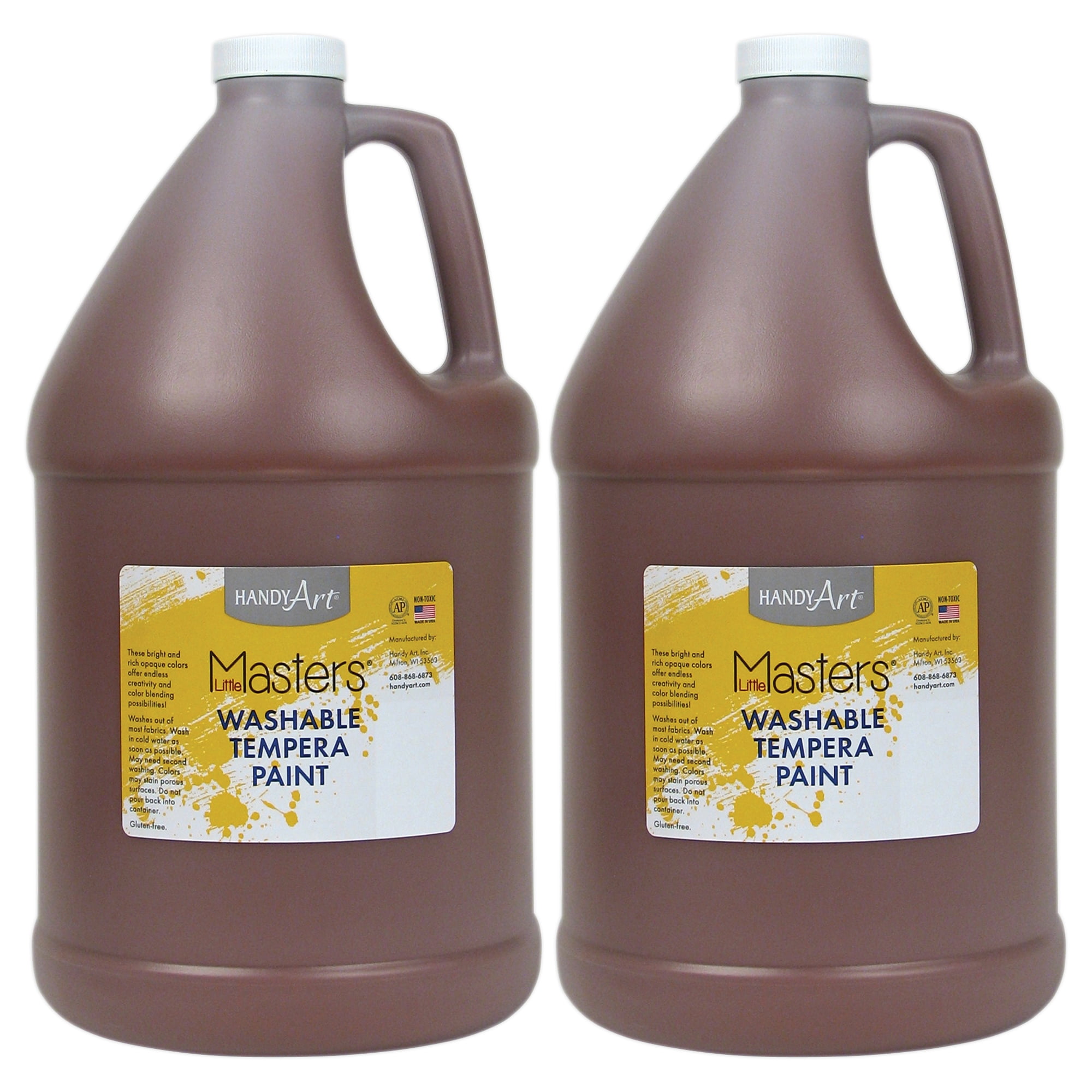 Handy Art Little Masters Washable Tempera Paint, Brown, Gallon, Pack of 2