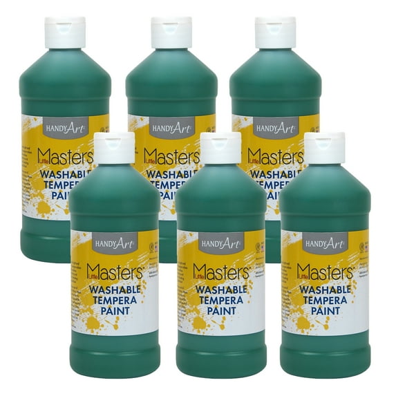 Handy Art Little Masters Washable Tempera Paint, Green, 16 oz., Pack of 6