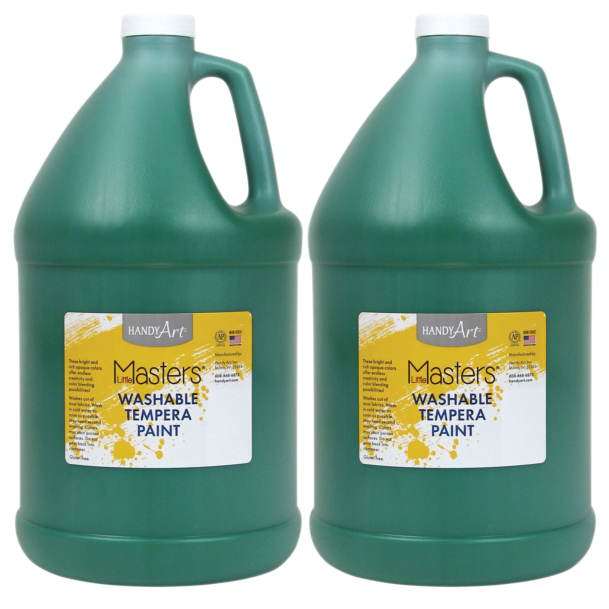 Handy Art Little Masters Washable Tempera Paint, Green, Gallon, Pack of 2