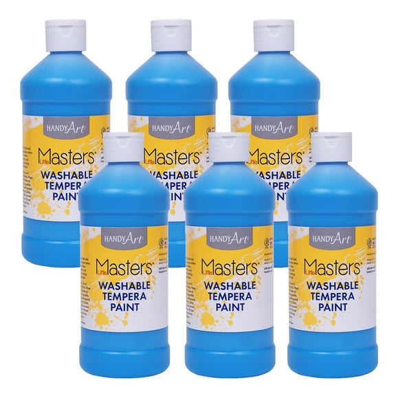 Handy Art Little Masters Washable Tempera Paint, Light Blue, 16 oz., Pack of 6