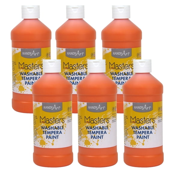 Handy Art Little Masters Washable Tempera Paint, Orange, 16 oz., Pack of 6