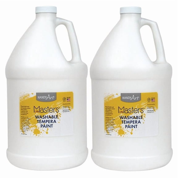 Handy Art Little Masters Washable Tempera Paint, White, Gallon, Pack of 2