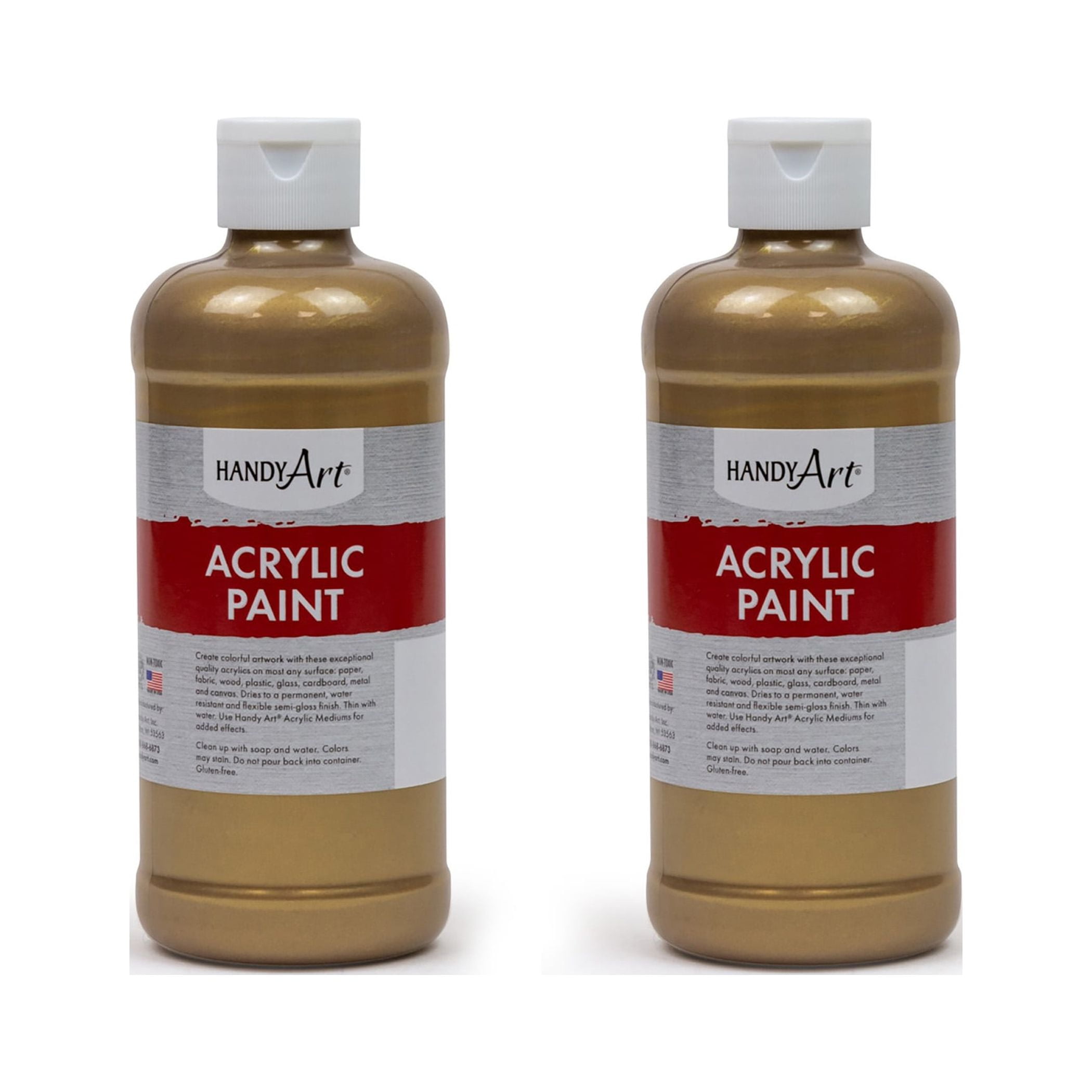 Handy Art Metallic Acrylic Paint 16 oz., Gold, Pack of 2