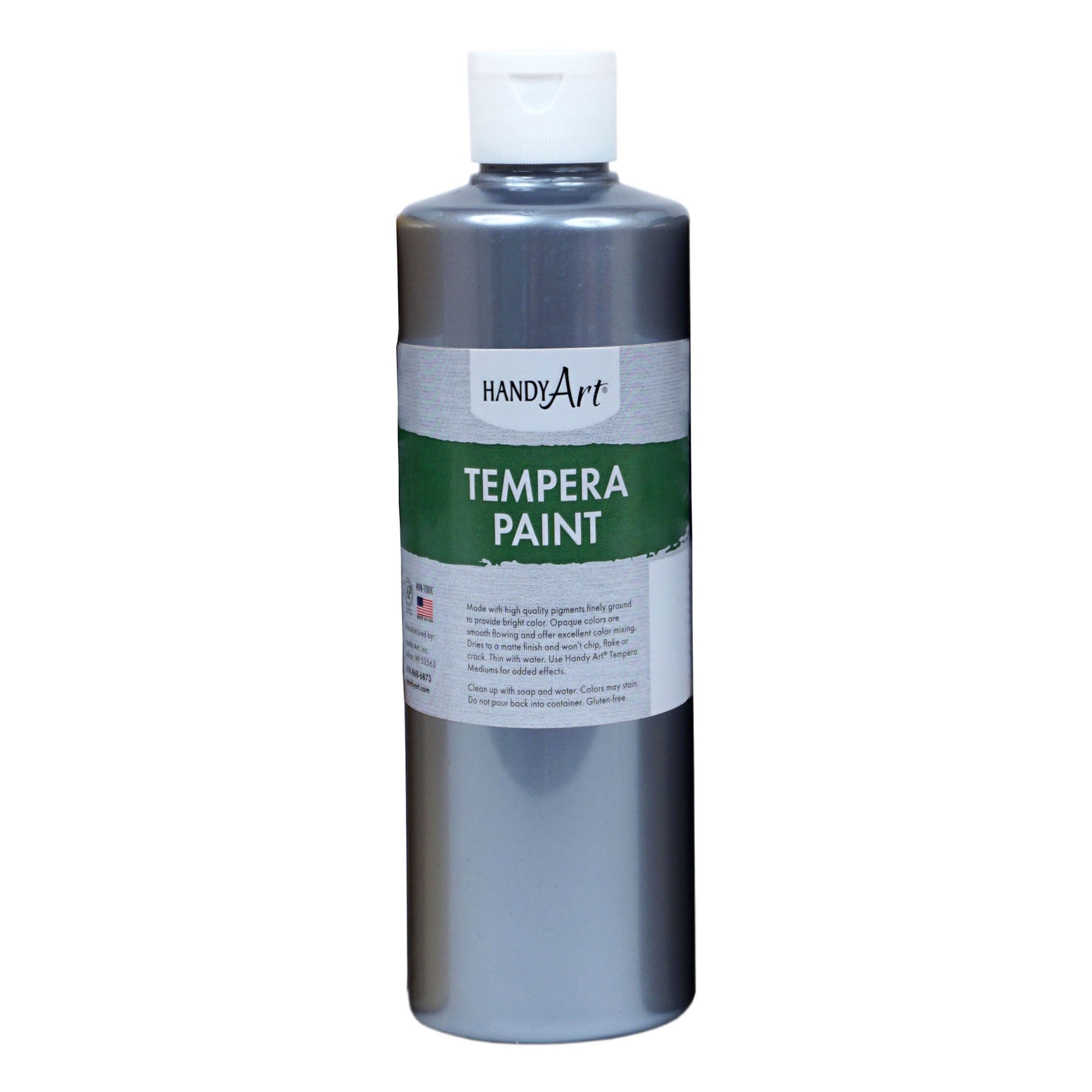Handy Art® Metallic Tempera Paint, 16 oz., Silver, Set of 3 bottles