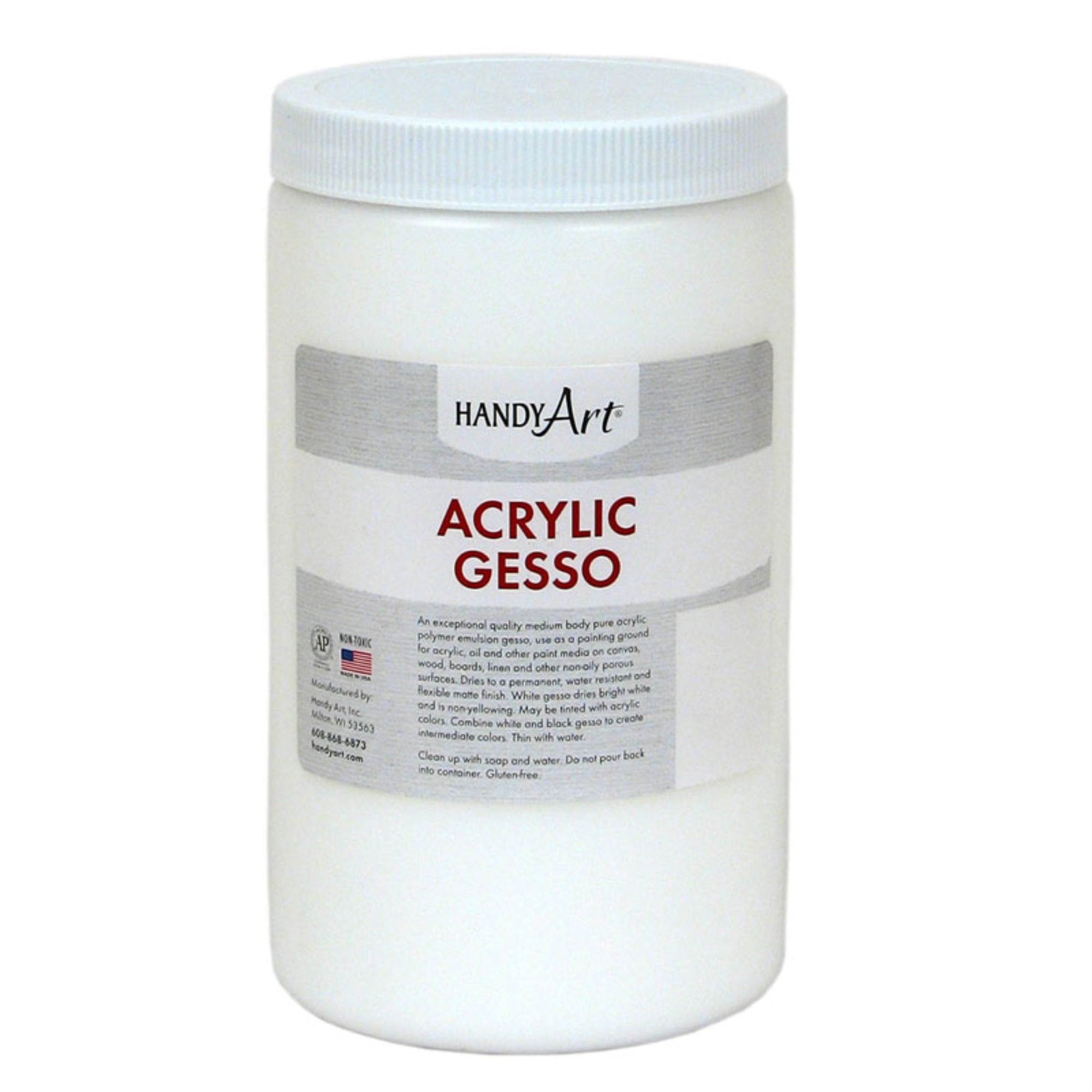 Hyatt's Professional Acrylic Gesso – 1 Gallon / 128 Oz, Made in USA,  Maximum Pigment and Opacity Load, Conforms to ASTM-D 4236 