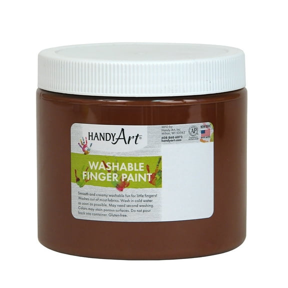 Handy Art by Rock Paint Washable Finger Paint, Brown, 16 oz, Set of 12 jars