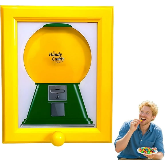 Handy Candy Frame - Candy Dispenser, Gumball Machine in a Frame, for Candies, Nuts, Dog & Cat Treats, Hang on Wall, Stand on Table, Birthday & Holiday Gift for Kids/Adults (1PC)