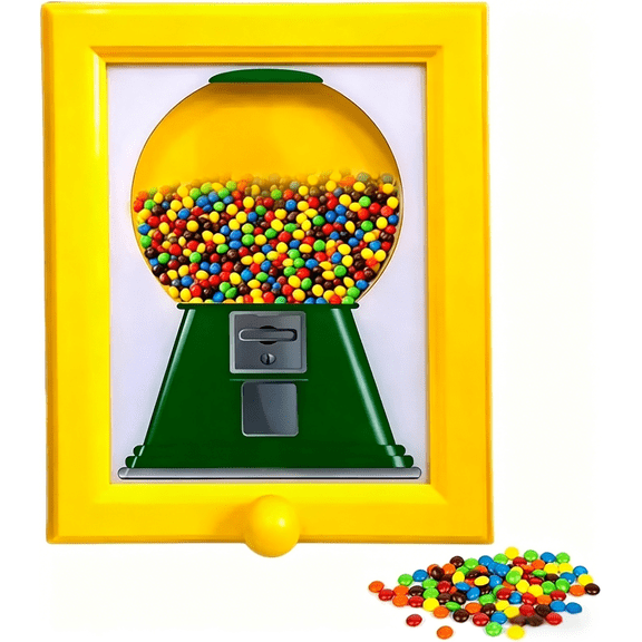 Candy Dispenser Picture Hanging Candy Frame, Gumball Machine In A Frame, Handy Fast Distribution Candies, Nuts, Dog & Cat Treats, Suitable For Birthday & Holiday Gifts (Yellow)