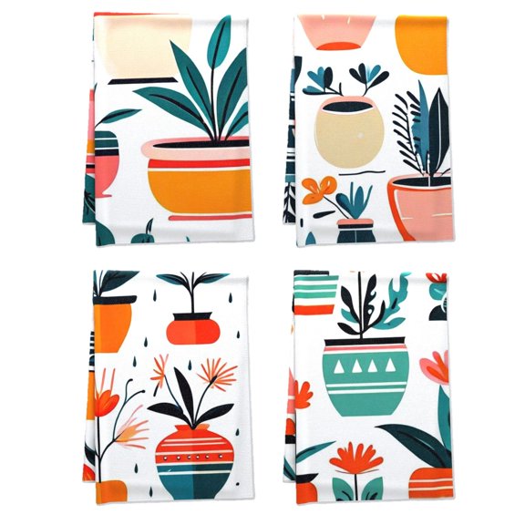 Handy Ethnic Boho Bath TowelTowel Set for Car Washroom Kitchen Outdoor Window - 16x24 Inch 4Pcs Durable Simplicity Boho Tribal Farmhouse Towels Geometric Shapes Breathable Dishtowel