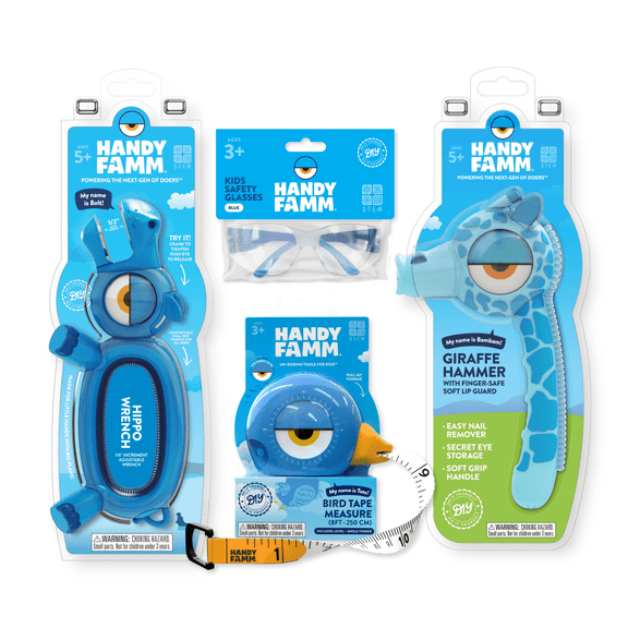 Handy Famm Blue Crew 4 Piece STEM Kids Tool Set
