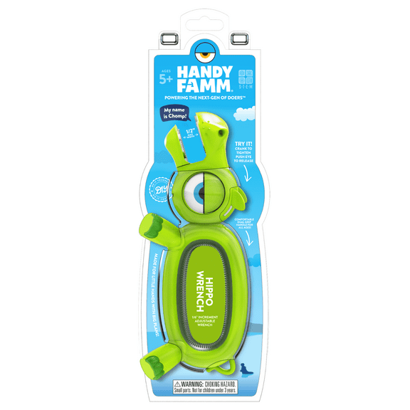 Handy Famm Kid-Safe Adjustable Wrench, Real DIY Tool for Kids STEM Learning, Green