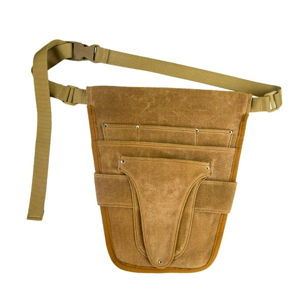 Handy Garden Tool Belt, Canvas Small Tool Belt Pouch Gardening Tools belt Tool Storage for Gardening Craftsmen Carpenters Brown