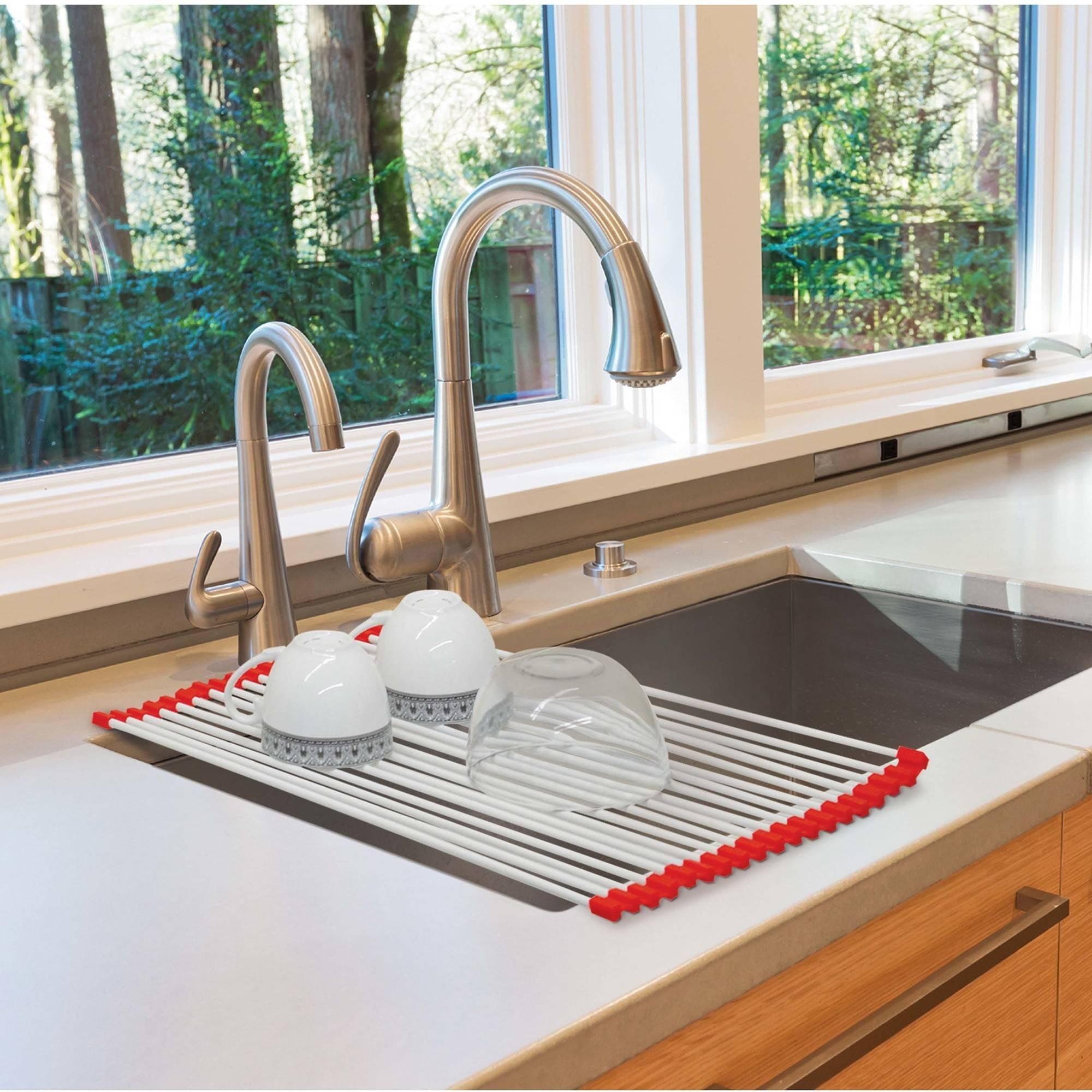 Corashan Kitchen Gadgets,Roll Up Dish Drying Rack Foldable Sink