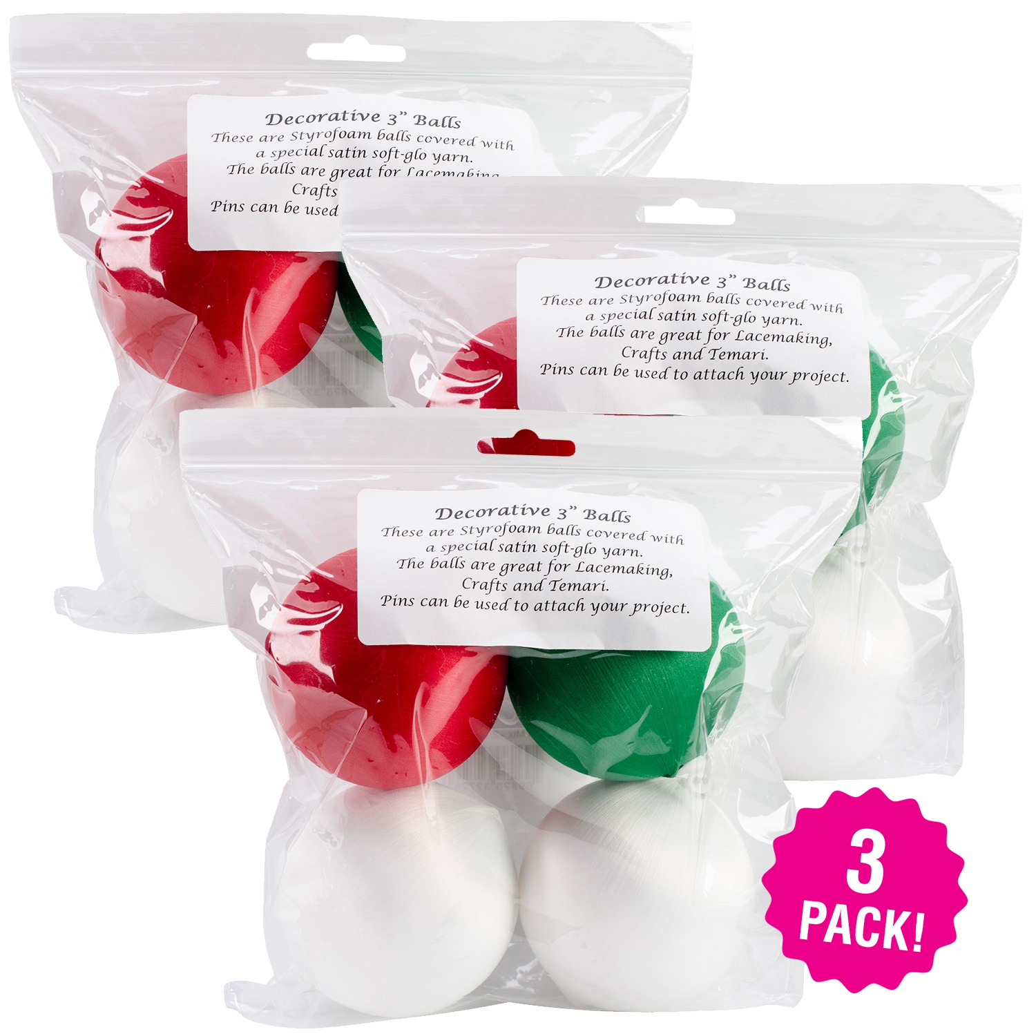 Handy Hands Decor Satin Covered Styrofoam Balls 3" 4 Count, Multipack of 3 - image 1 of 2