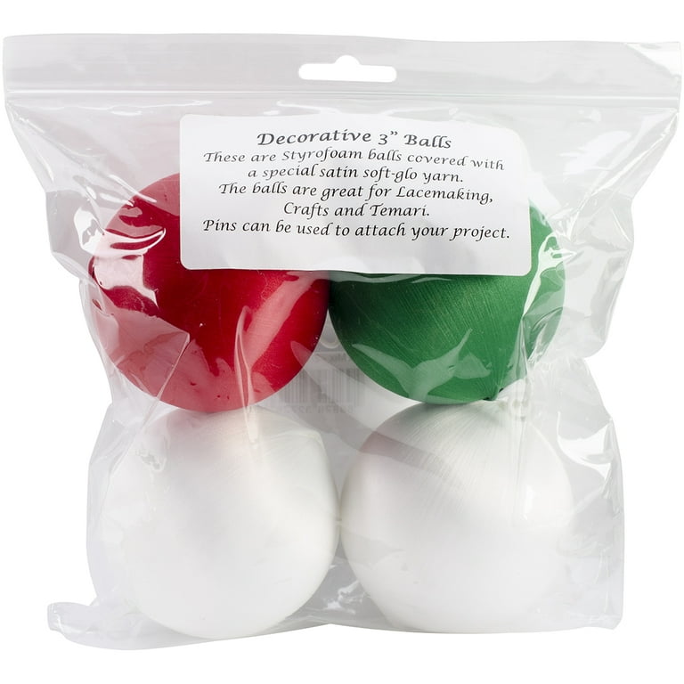 Handy Hands Decor Satin Covered Styrofoam Balls 3 4-pkg-2 White, 1 Red & 1 Green