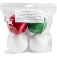 thumbnail image 1 of Handy Hands Decor Satin Covered Styrofoam Balls 3" 4/Pkg-2 White, 1 Red & 1 Green, 1 of 2