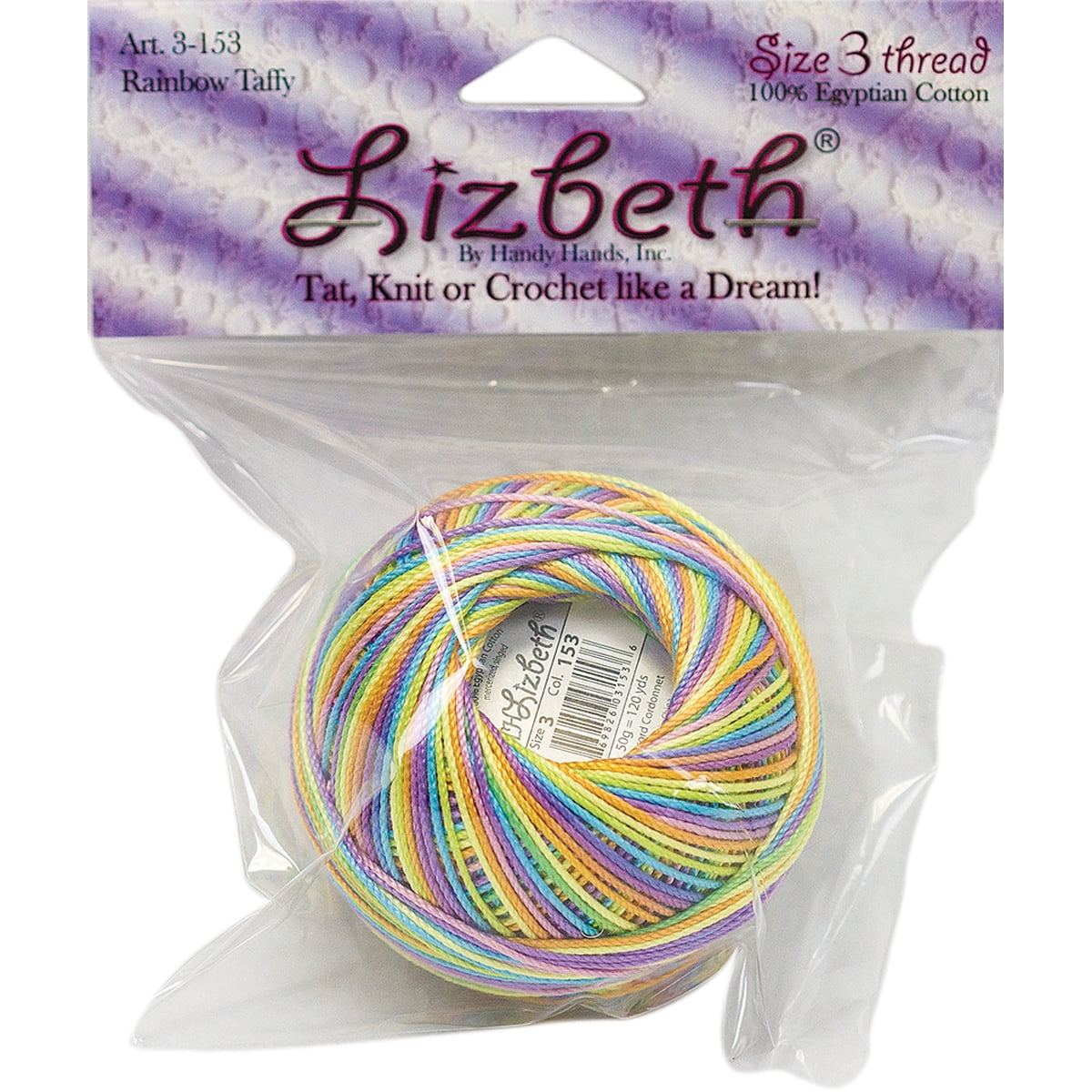 Handy Hands Lizbeth Cotton Size 3Rainbow Taffy