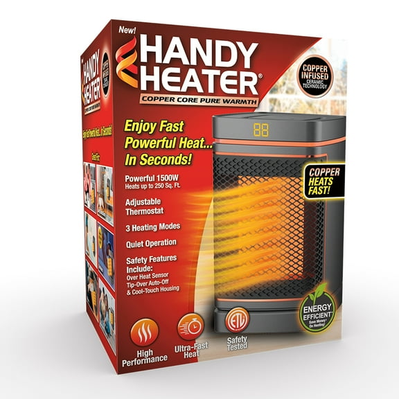 Handy Heater Gray 1500W 3 Speed Automatic Shutoff Ceramic Heater for 250 sq ft