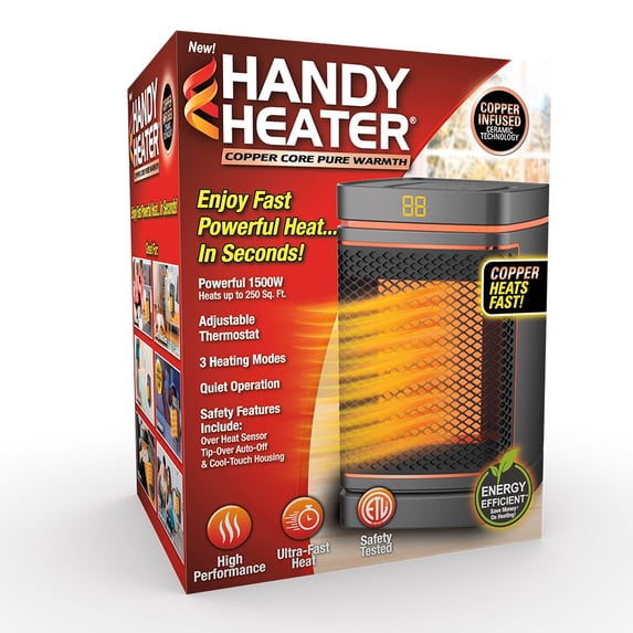Handy Heater Gray 1500W 3 Speed Automatic Shutoff Ceramic Heater for 250 sq ft