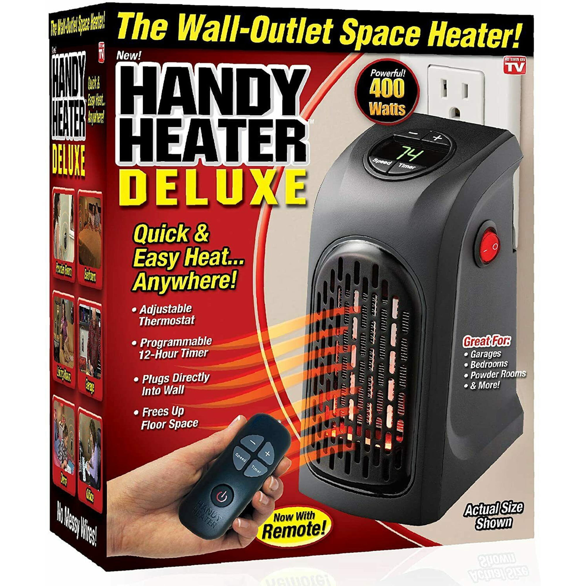 Handy Heater Wall-Out Electric Space Heater Deluxe with Remote, Ontel -  Walmart.com