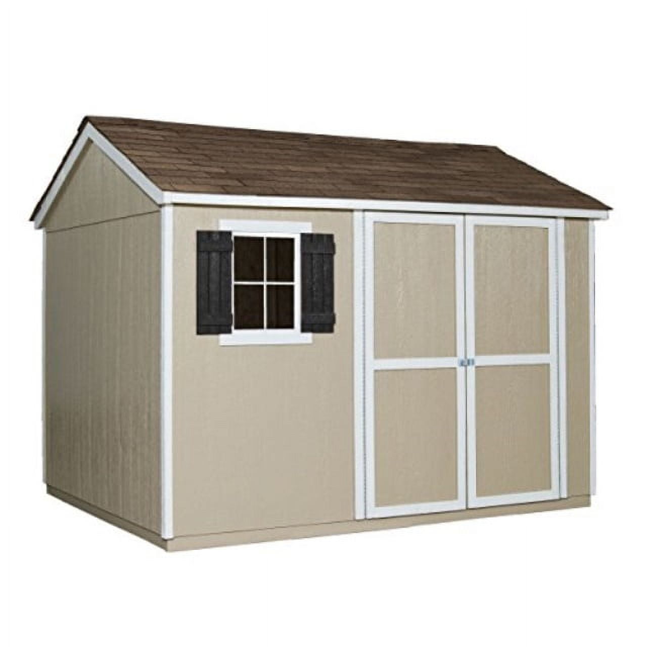 Beige 8' x 10' Pine Wood Storage Shed with Windows