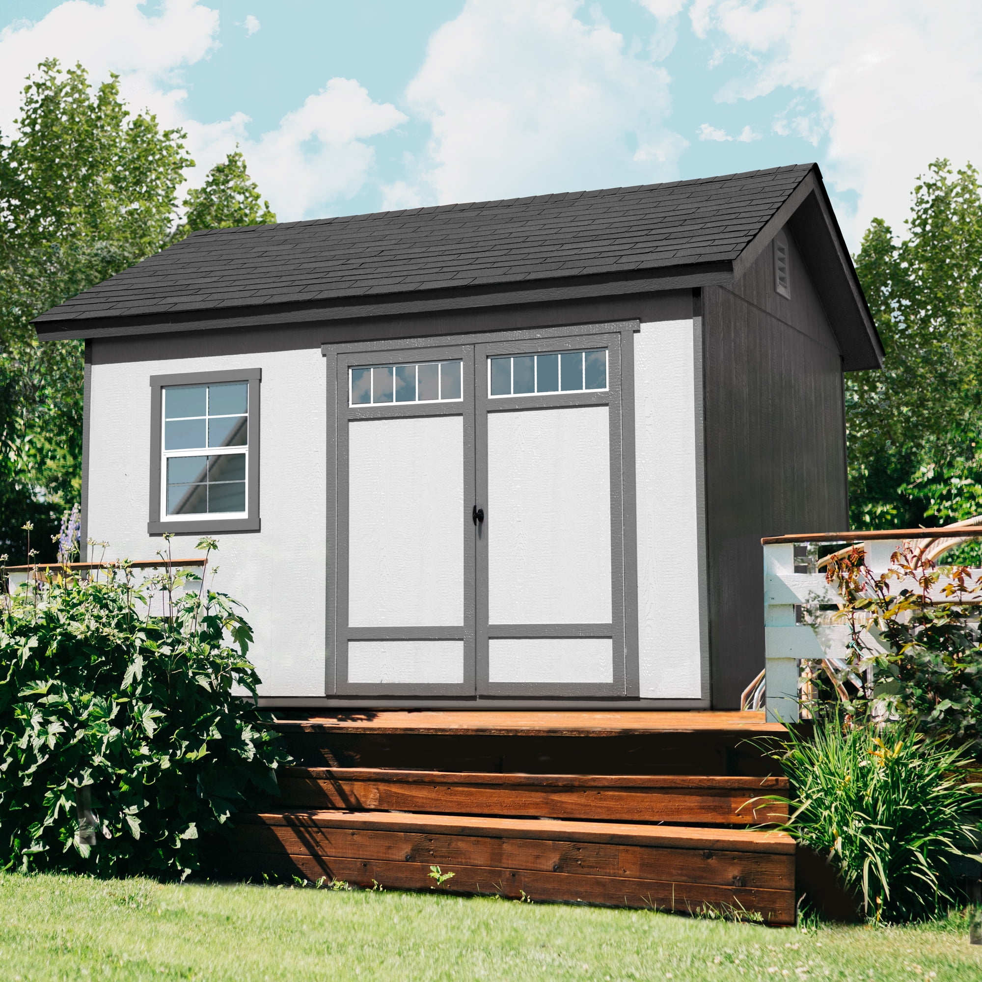 Beachwood 10' x 12' Beige Wood Storage Shed with Windows