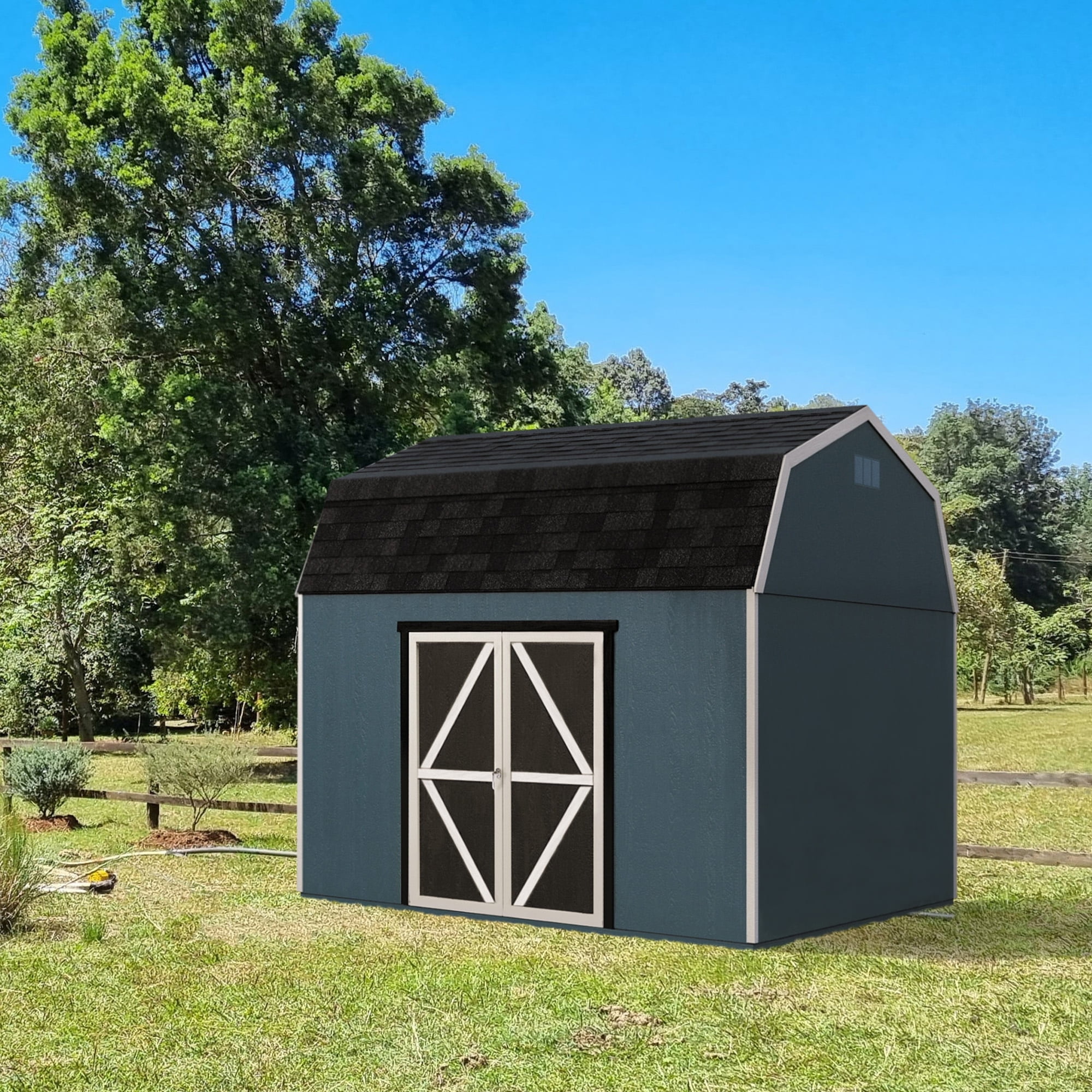 Braymore 10' x 12' Blue Wood Storage Shed with Shelving