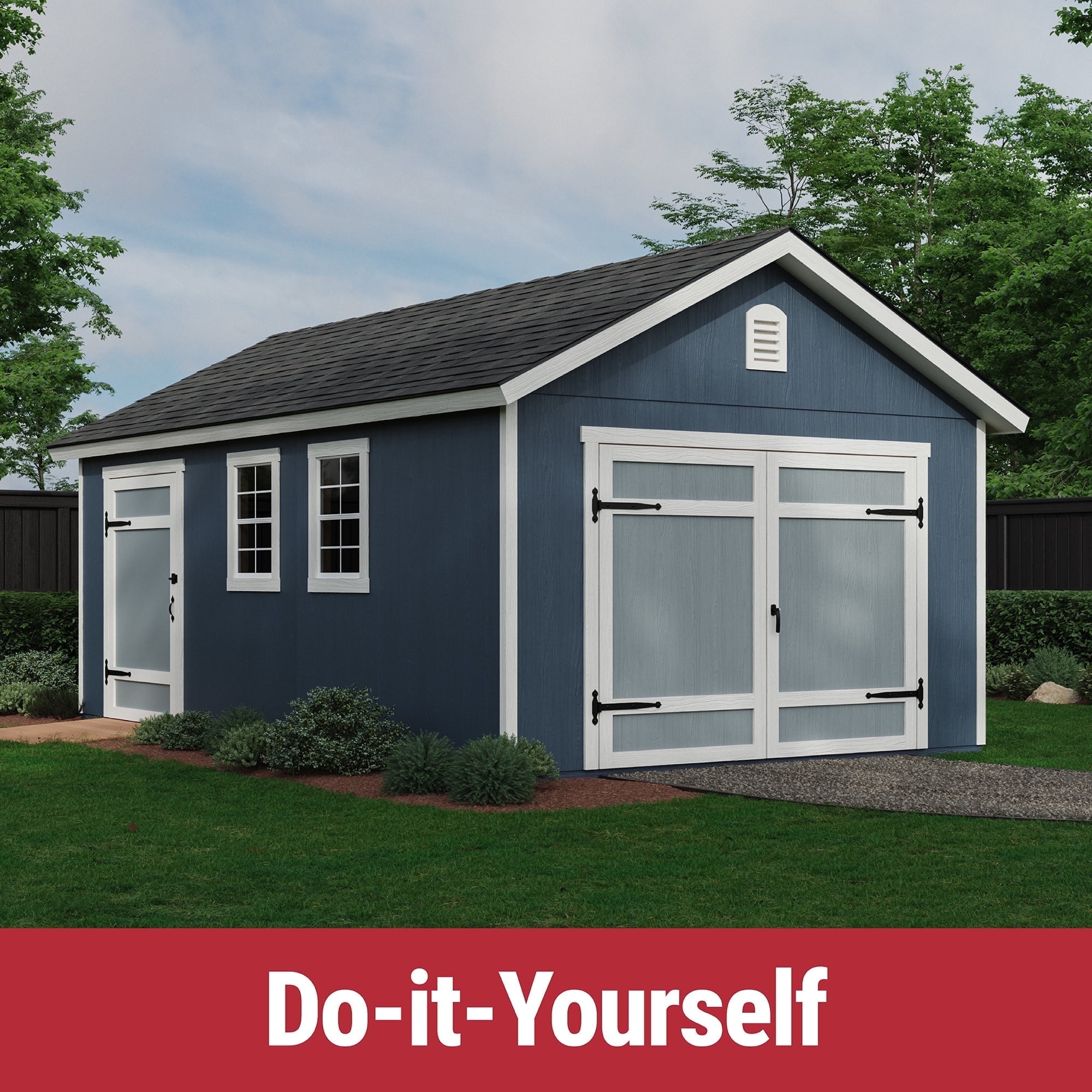 Cedarhill 12' x 20' Blue and White Wood Storage Shed Kit