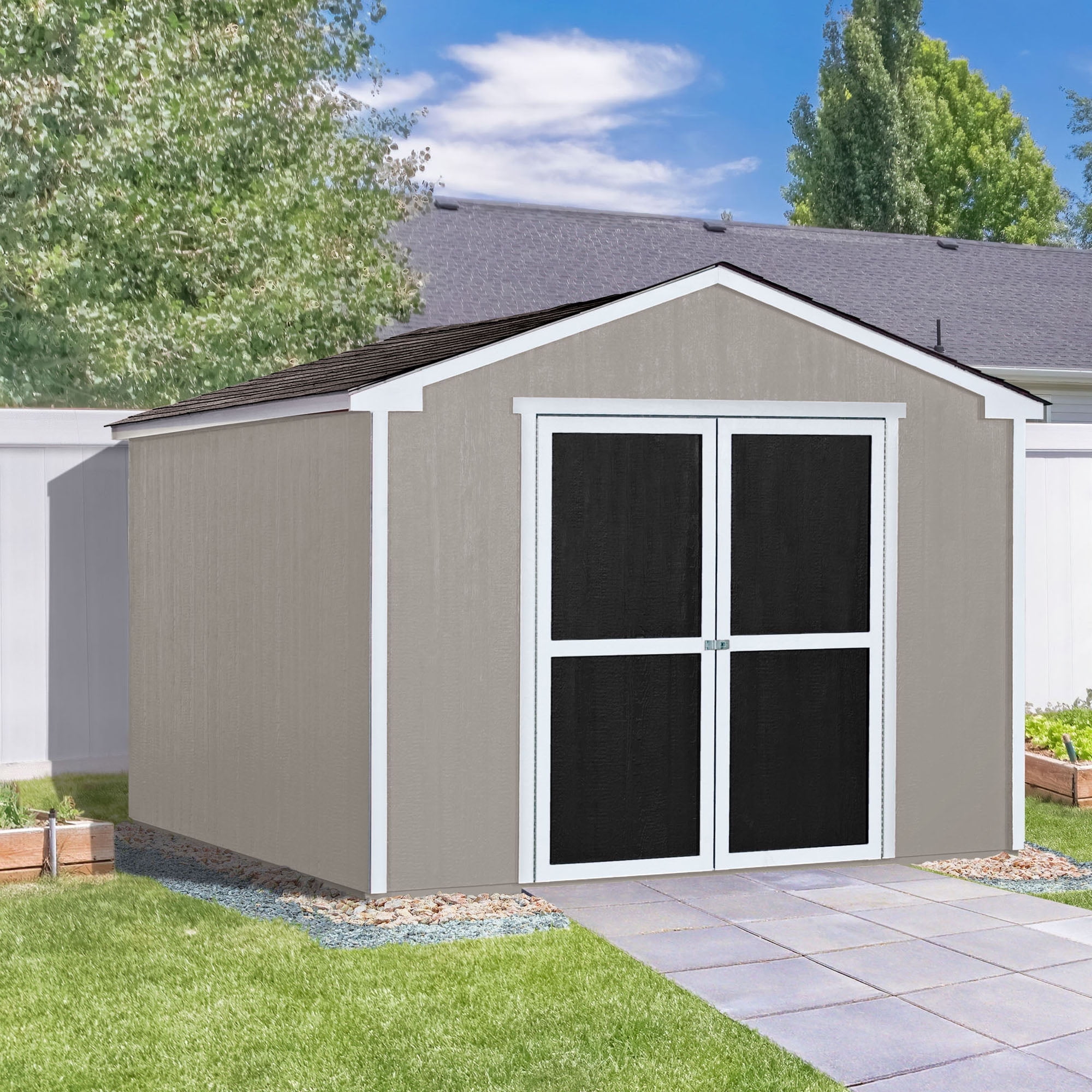 Cumberland 10' x 8' Beige Wood Storage Shed Kit with Windows