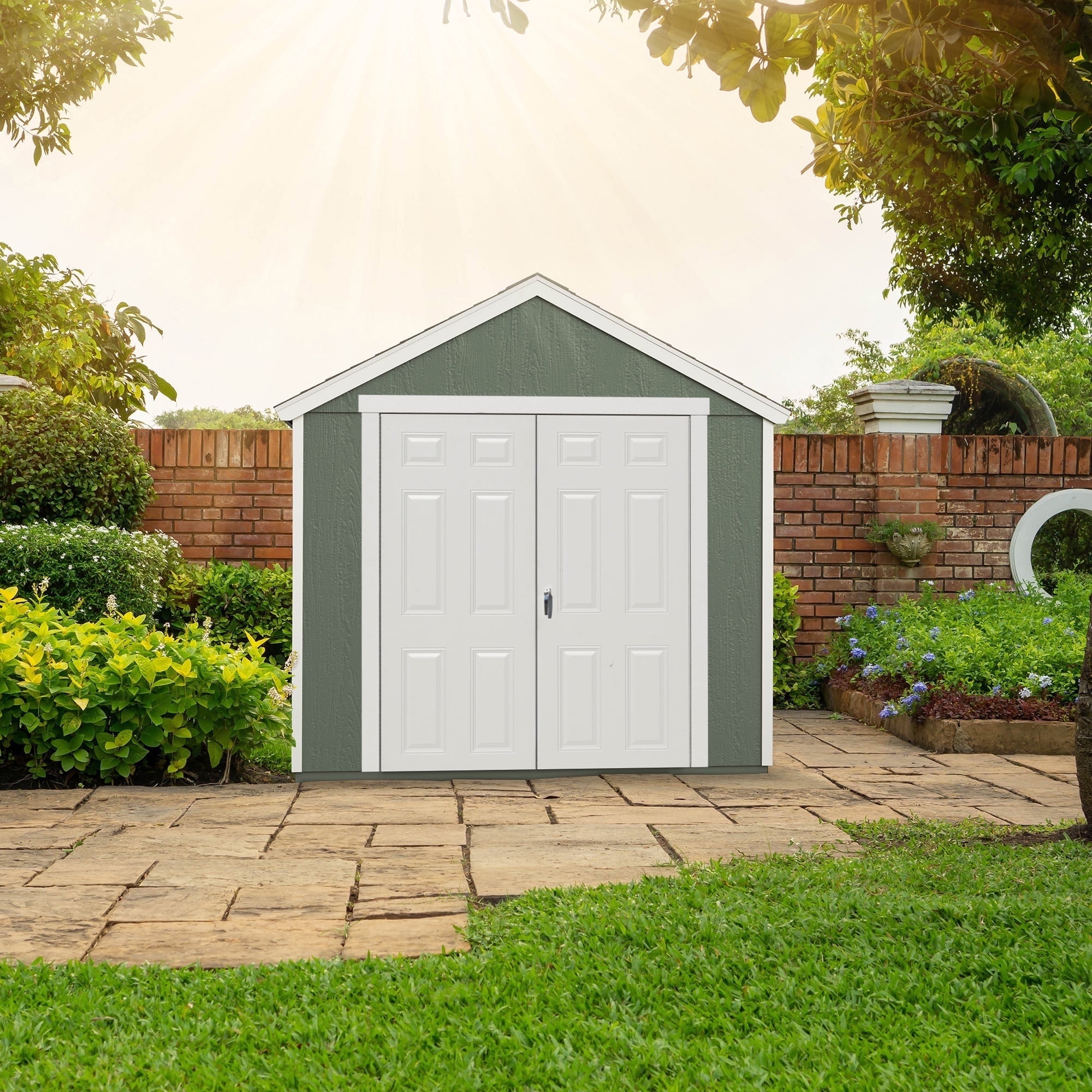 Handy Home Products Daytona 8 ft. x 10 ft. Outdoor Wooden Storage Shed with Steel Doors