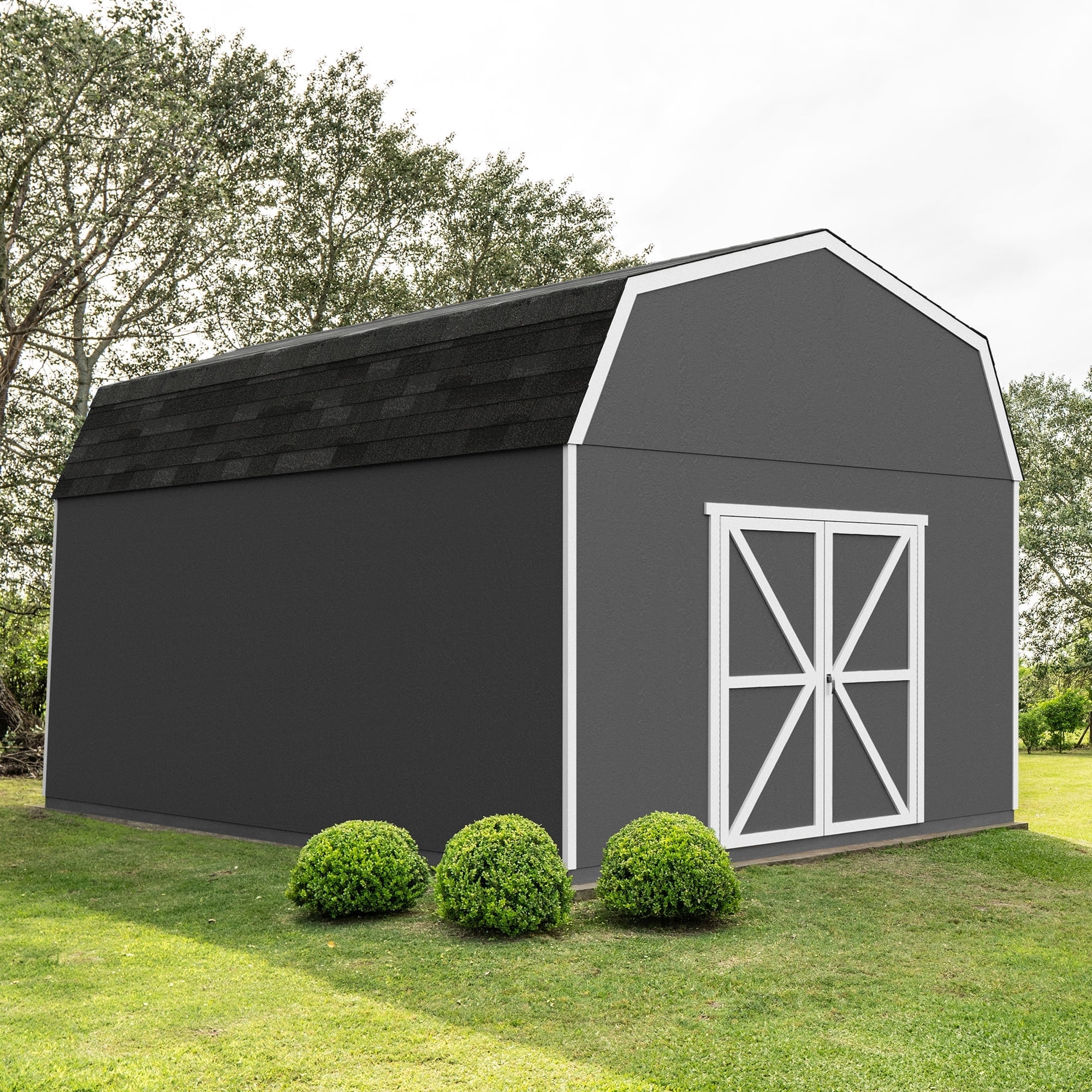 Hudson 12' x 24' Brown Wood Storage Shed Kit with Shelving