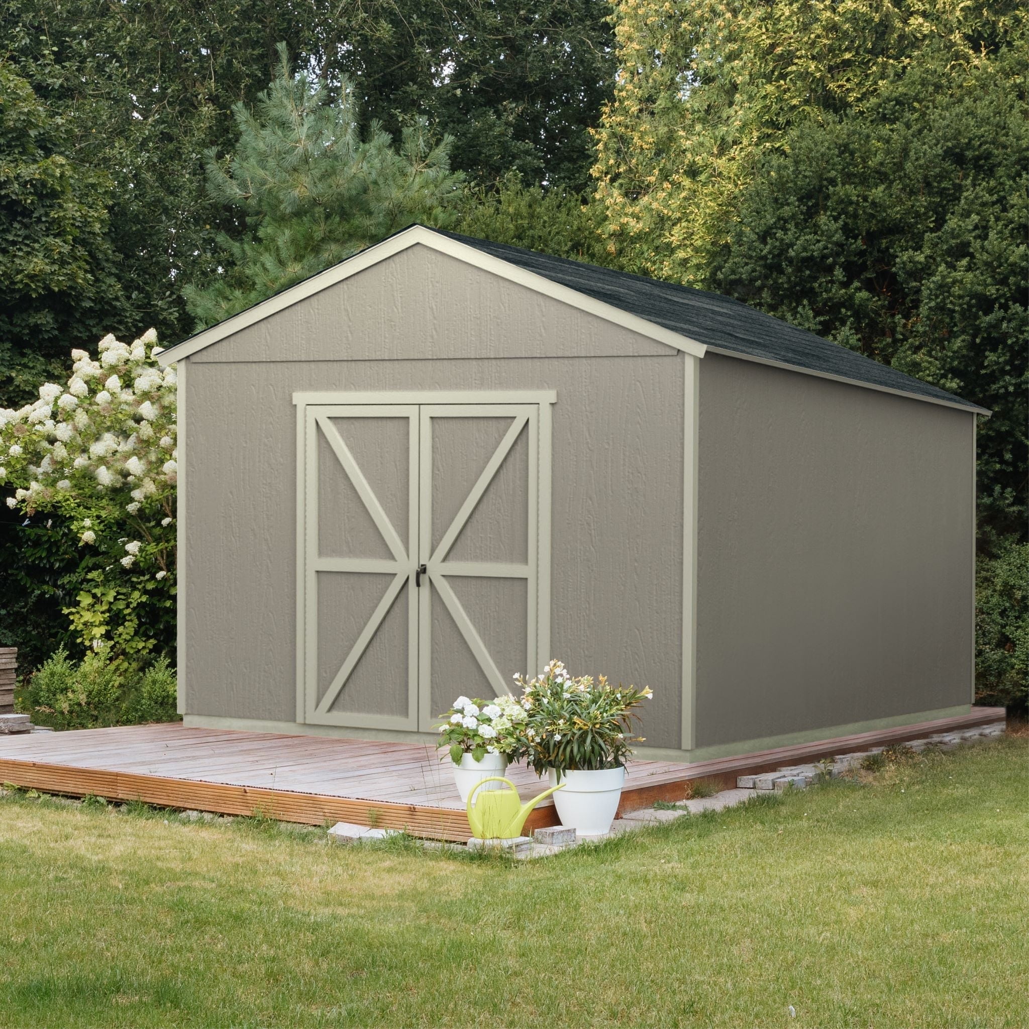 Handy Home Products Lockable Wood DIY Storage Shed Kit, 119.00'' x 290.69'' x 157.44'', Grey