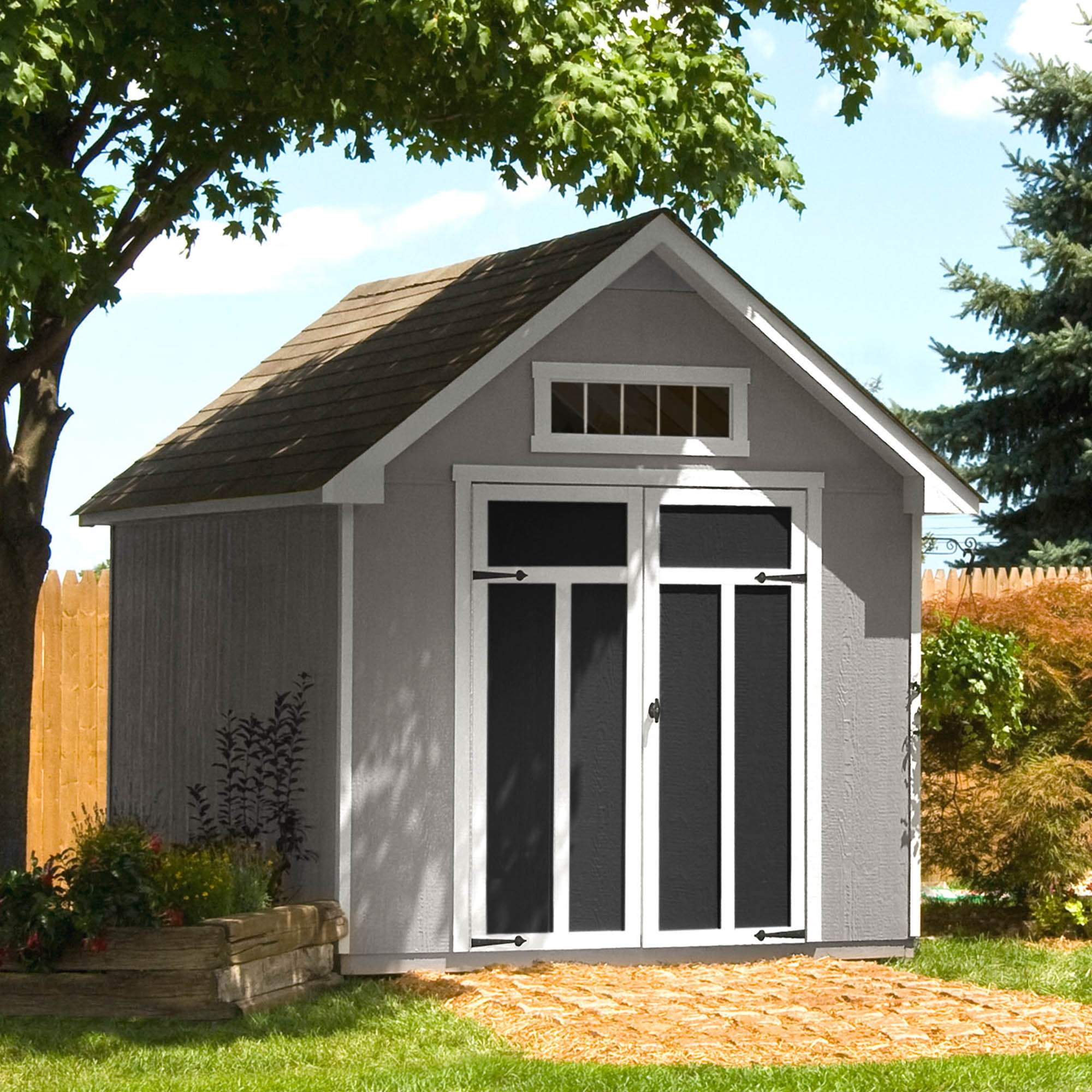 Tribeca 10' x 12' Beige Wood Storage Shed Kit with Windows