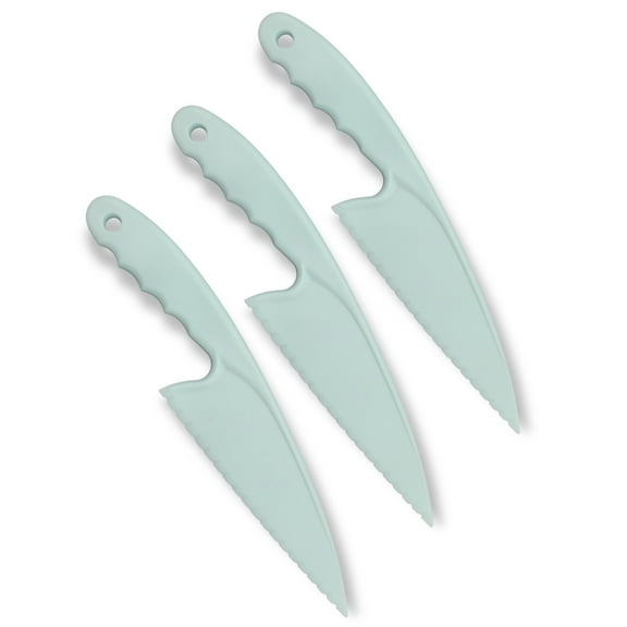 Handy Housewares 11.5" Long Nylon Lettuce Knife, Prevents Browning, Serrated Blade for Cutting Veggies, Fruit, Cake, Bread and More - Random Color 3 Pack