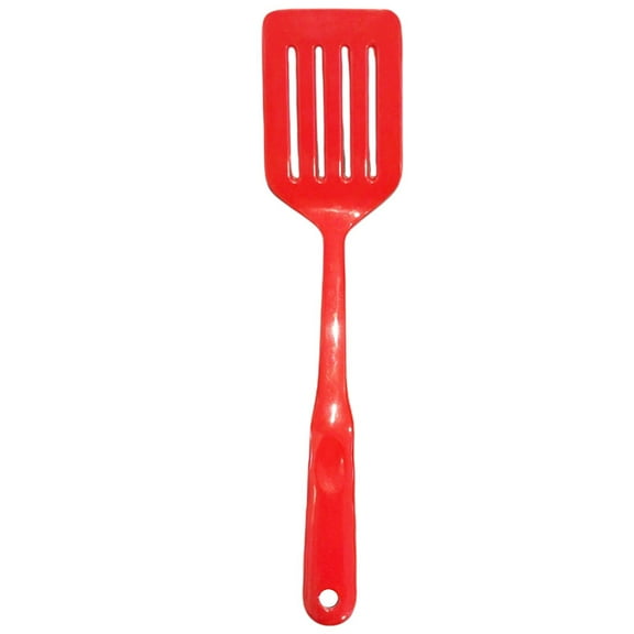Handy Housewares 12.5" Long Handled Colorful Melamine Slotted Cooking Turner Spatula - Red 3 Pack
