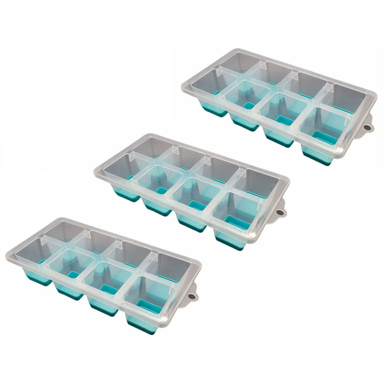 Handy Housewares 2 Jumbo Silicone Push Ice Cube Tray - Makes 8 Large Cubes  - Teal Green 3 pack 