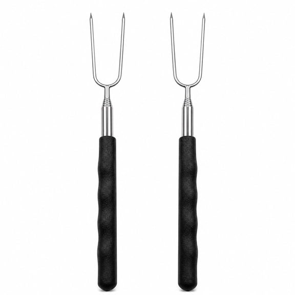Handy Housewares 2-Piece Extendable Telescopic Marshmallow Roasting Fork Set, Black