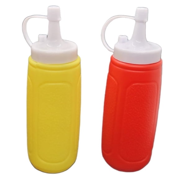 Handy Housewares 2 pc Squeezable Picnic Condiment 8 oz. Squeeze Dispenser Storage Bottles - Great for Ketchup Mustard or BBQ Sauce!