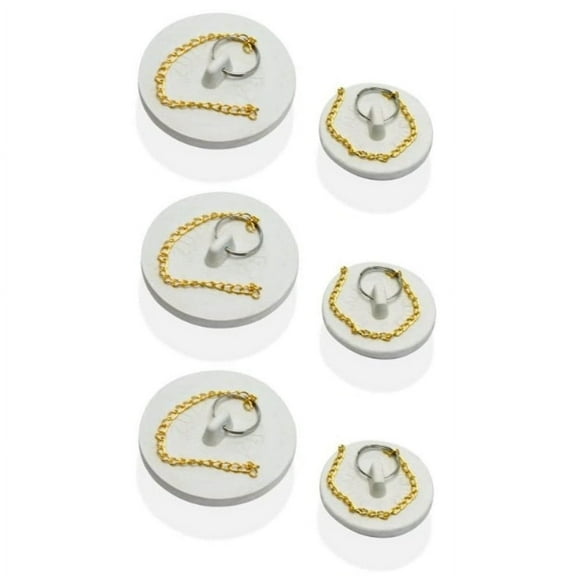 Handy Housewares 2pc Durable Rubber Sink / Tub Drain Stopper Plug Set with Pull Chain 3 Sets