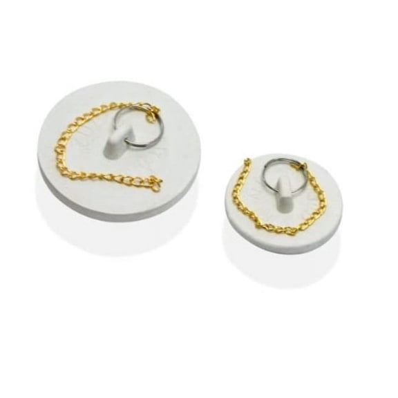 Handy Housewares 2pc Durable Rubber Sink / Tub Drain Stopper Plug Set with Pull Chain